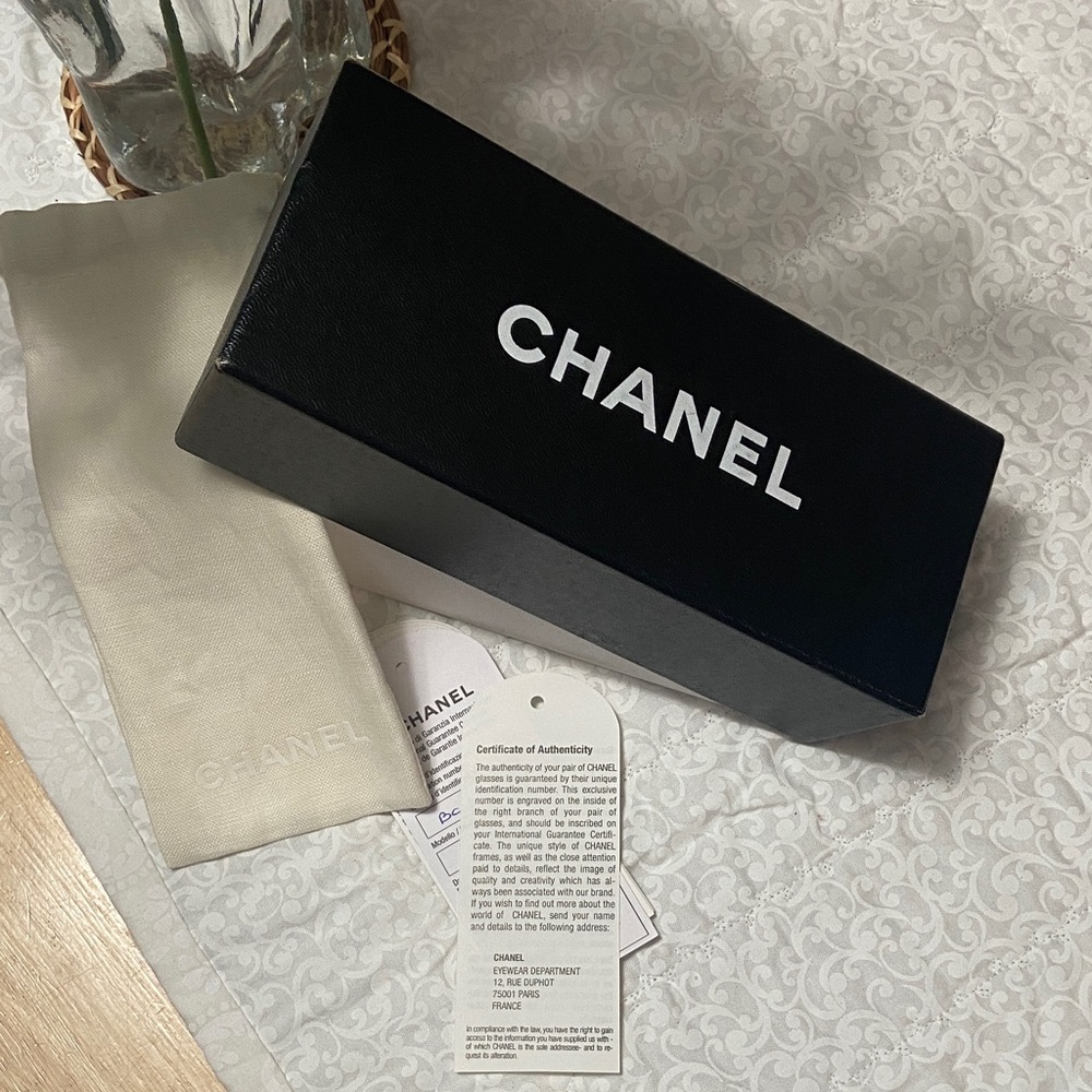 CHANEL Black Box with Cream Dust Bag